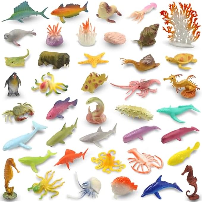 REALISTIC OCEAN SEA ANIMAL FIGURES (50 PIECES) MINI VINYL RUBBER ANIMAL TOY SET KIDS TOYS PARTY FAVORS EDUCATION - Image 1